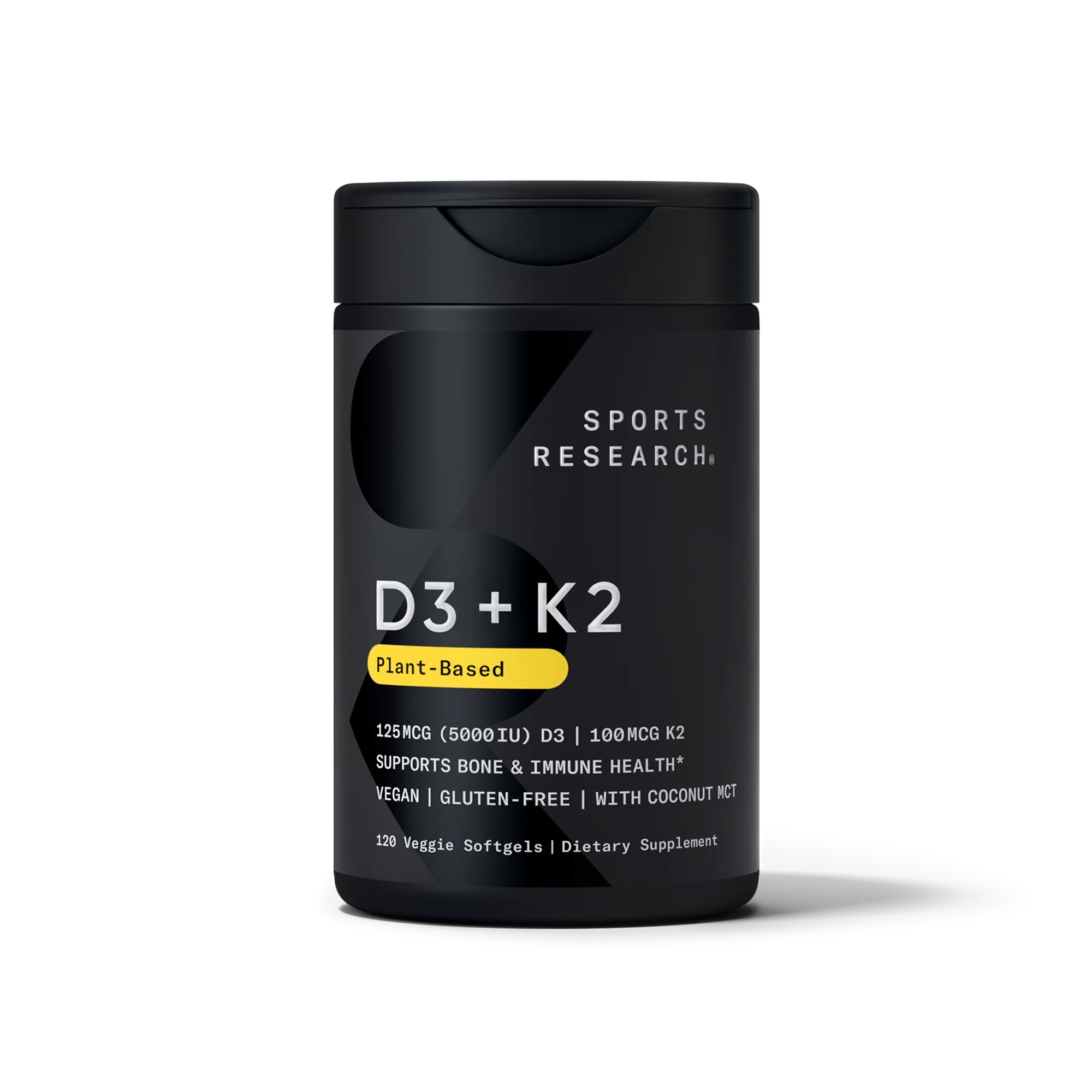 Sports Research Vegan Vitamin D3 + K2 softgel bottle